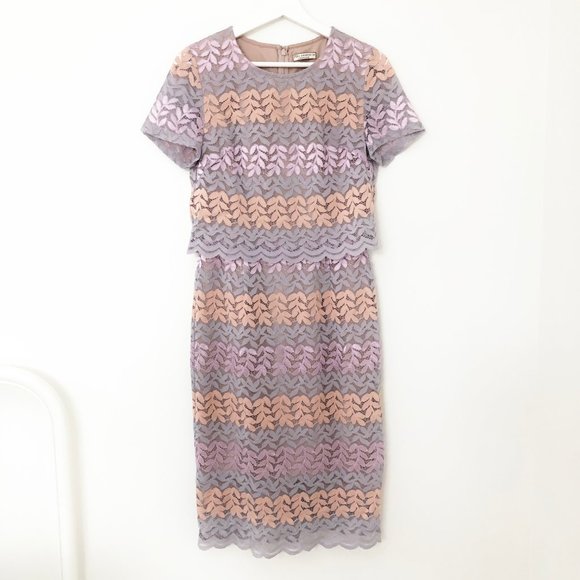 Stunning Pastel Lace Midi Layered Sheath Dress 4/6 - Picture 2 of 7